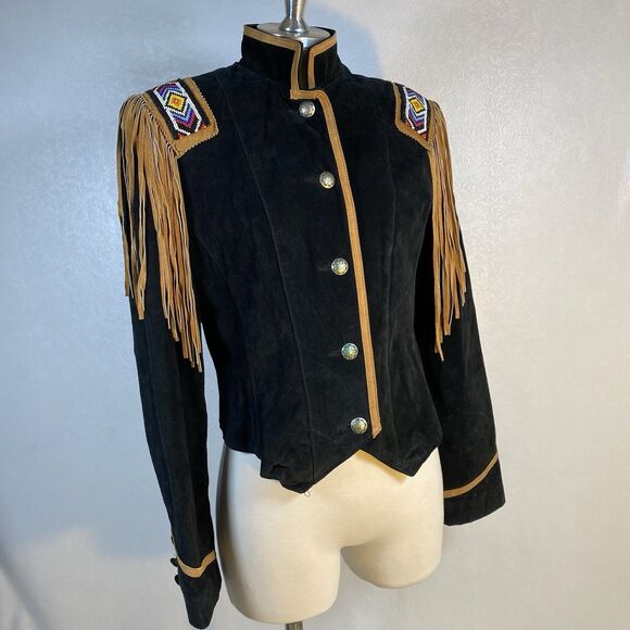 Phoenix Frontier sz S Black Suede Leather Jacket - Picture 2 of 13